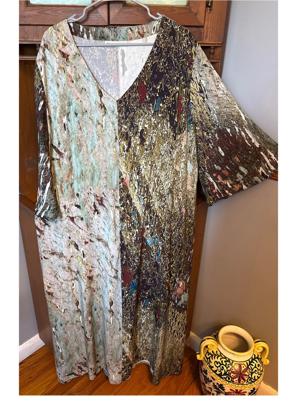 Bryn Walker Liliana maxi Dress in the Italian watercolor "Acquario" print XXL